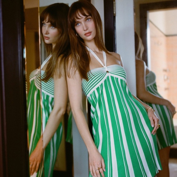 Amanda Uprichard Dresses & Skirts - Amanda Uprichard Green White Halter Dress